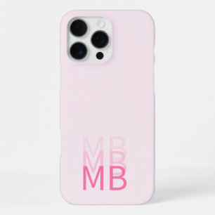 Funda Para iPhone 16 Pro Max Monograma inicial rosado simple moderno