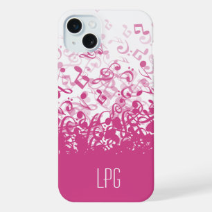 Monograma Lluvia Notas musicales Fuchsia Pink