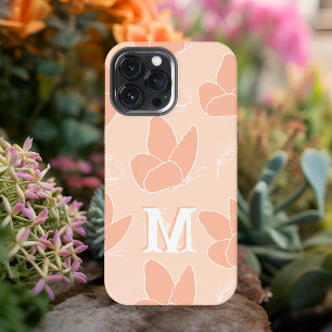 Funda Para iPhone 13 Pro Max Monograma M Moderno Patrón de Mariposa Melocotón A