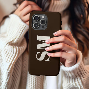 Funda Para iPhone 13 Pro Max Monograma marrón oscuro inicial