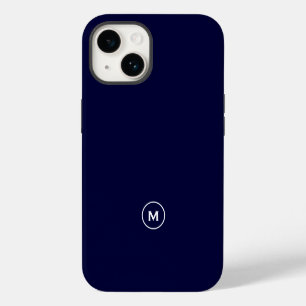 Funda Para iPhone 14 Monograma minimal azul marino