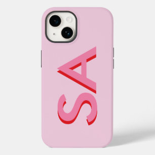 Funda Para iPhone 14 Monograma minimalista inicial femenino rosa modern