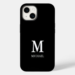 Funda Para iPhone 14 Monograma Minimalista moderno negro y blanco