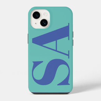 Funda Para iPhone 14 Monograma mínimo azul moderno