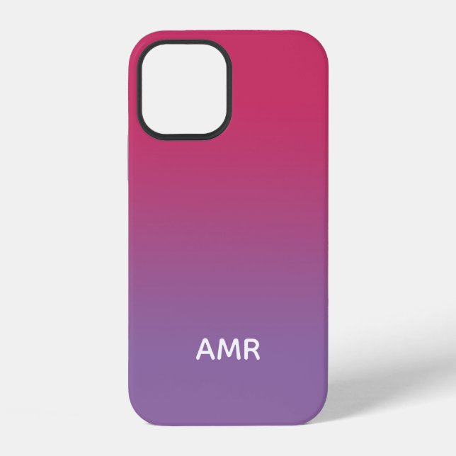 Funda Para iPhone Monograma Mínimo Raspberry Rosa a Gradiente Purpur (Reverso )