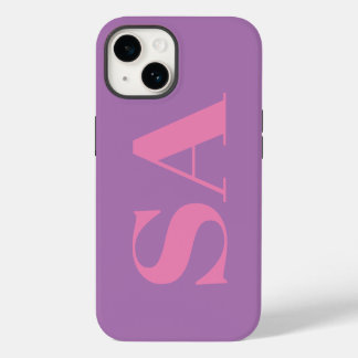 Funda Para iPhone 14 Monograma mínimo rosado moderno