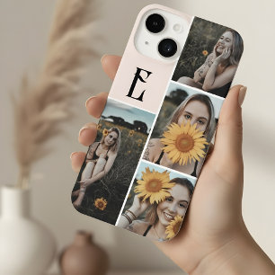 Funda Para iPhone 14 Monograma Moda de cosecha Foto Rubor Rosa