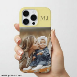 Funda Para iPhone 16 Pro Monograma Moderno 1 Foto Amarillo Suave