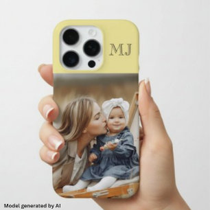 Funda Para iPhone 16 Pro Monograma Moderno 1 Foto Amarillo Suave