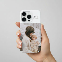 Funda Para iPhone 16 Pro Monograma Moderno 1 Foto Blanco