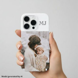 Funda Para iPhone 16 Pro Monograma Moderno 1 Foto Blanco