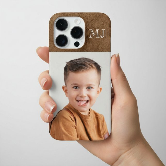 Funda Para iPhone Monograma Moderno 1 Foto Marrón Distorsionado (Subido por el creador)