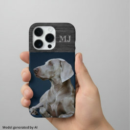 Funda Para iPhone 16 Pro Monograma moderno 1 foto metal cepillado gris