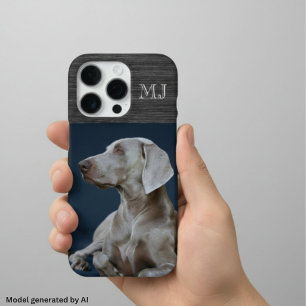 Funda Para iPhone 16 Pro Monograma moderno 1 foto metal cepillado gris