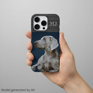 Funda Para iPhone 16 Pro Monograma moderno 1 foto metal cepillado gris