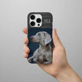 Funda Para iPhone 16 Pro Monograma Moderno 1 Foto Metal Gris Bruñido