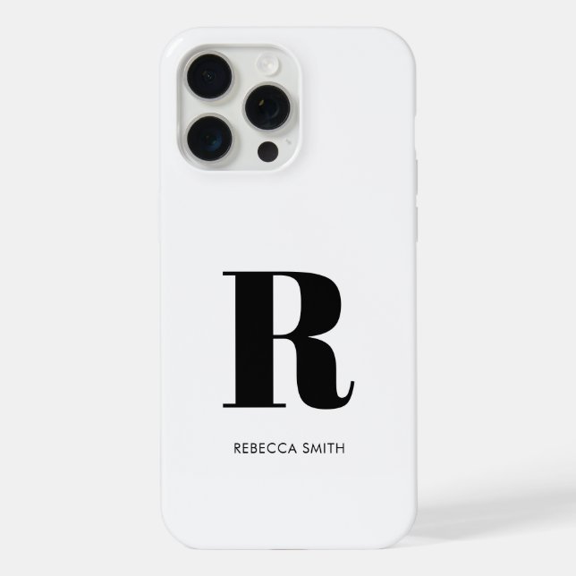 Funda Para iPhone Monograma moderno blanco simple (Reverso )