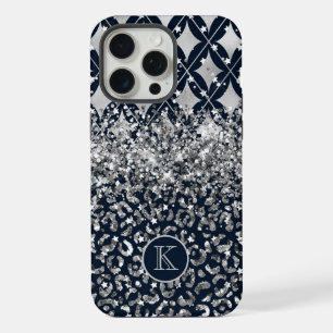Monograma Moderno Brillo Estampado de Leopardo Per