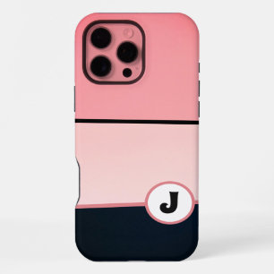 Funda Para iPhone 16 Pro Max Monograma Moderno Chic Femenino Franja Rosa Negro