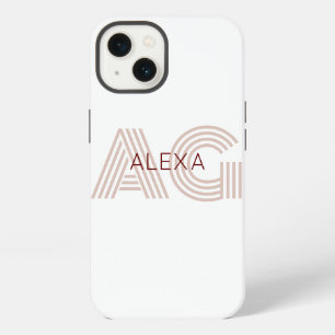 Monograma moderno de beige y vino