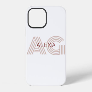 Funda Para iPhone 12 Monograma moderno de beige y vino
