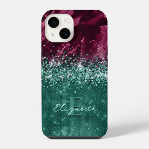 Funda Para iPhone 14 Monograma moderno de mármol Purpurina de la Casa d