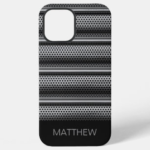 Funda Para iPhone 12 Pro Max Monograma Moderno de Plata