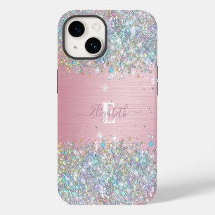 Funda Para iPhone 14 Monograma moderno del Purpurina de imitación holog