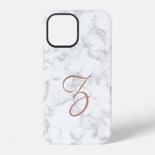 Funda Para iPhone 12 Monograma moderno elegante de mármol en oro rosa