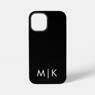 Funda Para iPhone 12 Mini Monograma moderno en blanco y negro