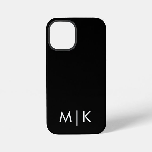 Funda Para iPhone Monograma moderno en blanco y negro (Reverso )