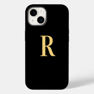 Funda Para iPhone 14 Monograma moderno oro negro
