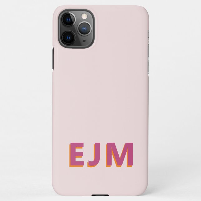 Funda Para iPhone Monograma moderno rosa Rubor elegante (Reverso)