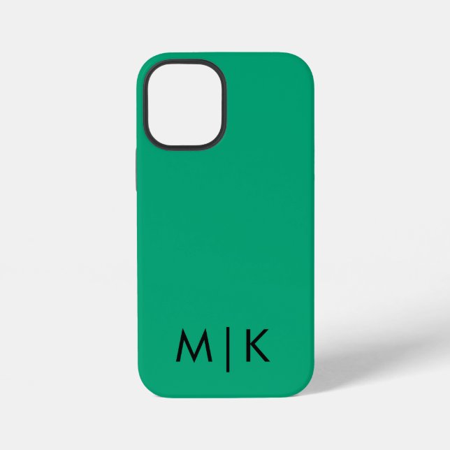 Funda Para iPhone Monograma moderno verde azul y negro (Reverso )