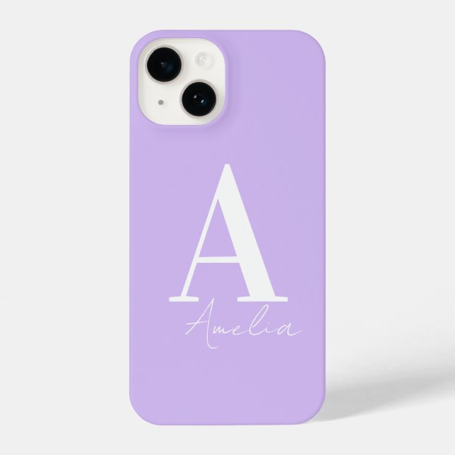 Funda Para iPhone Monograma Morado Lilac personalizado (Reverso )