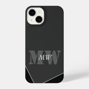 Funda Para iPhone 14 Monograma negro gris artístico moderno