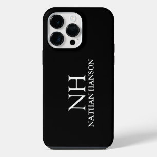 Funda Para iPhone 14 Pro Max Monograma negro simple moderno