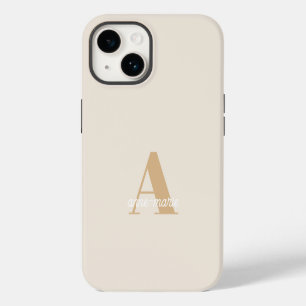 Funda Para iPhone 14 Monograma Neutral Moderno Minimalista Elegante