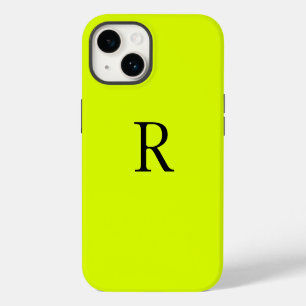 Funda Para iPhone 14 Monograma Nombre Chartreuse Fluorescente Aguja Ama