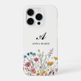 Funda Para iPhone 16 Pro Monograma Nombre Floral Boho Moda