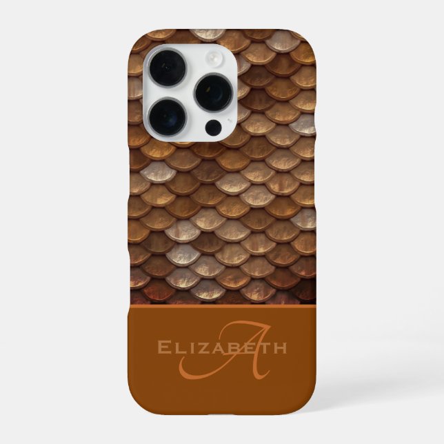 Funda Para iPhone Monograma Nombre personalizado Escalas metálicas d (Reverso)