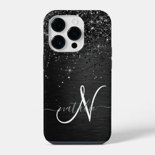 Funda Para iPhone 14 Pro Monograma personalizada con brillo de purpurina ne