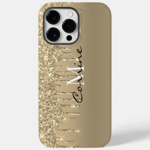 Funda Para iPhone 14 Pro Max Monograma Personalizado 14k Dorado Brillo Goteo Me