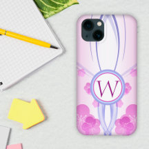 Monograma personalizado de flores de cerezo rosa s