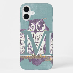 Funda Para iPhone 16 Plus Monograma personalizado de lechuza