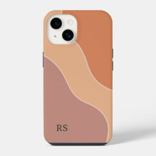 Funda Para iPhone 14 Monograma personalizado de olas boho pastel naranj