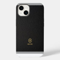 Monograma personalizado de texto de cuero negro mi