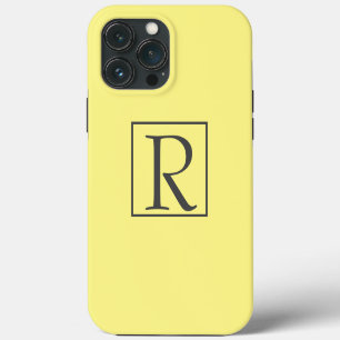 Funda Para iPhone 13 Pro Max Monograma Personalizado gris amarillo con clase
