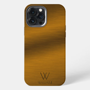 Funda Para iPhone 13 Pro Max Monograma Personalizado Minimalista de Cobre Bruñi