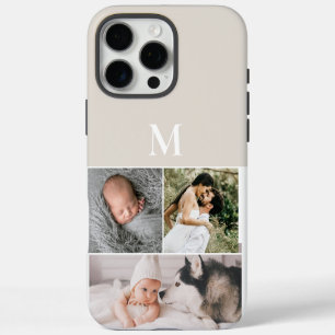 Funda Para iPhone 16 Pro Max Monograma personalizado multi foto beige neutro